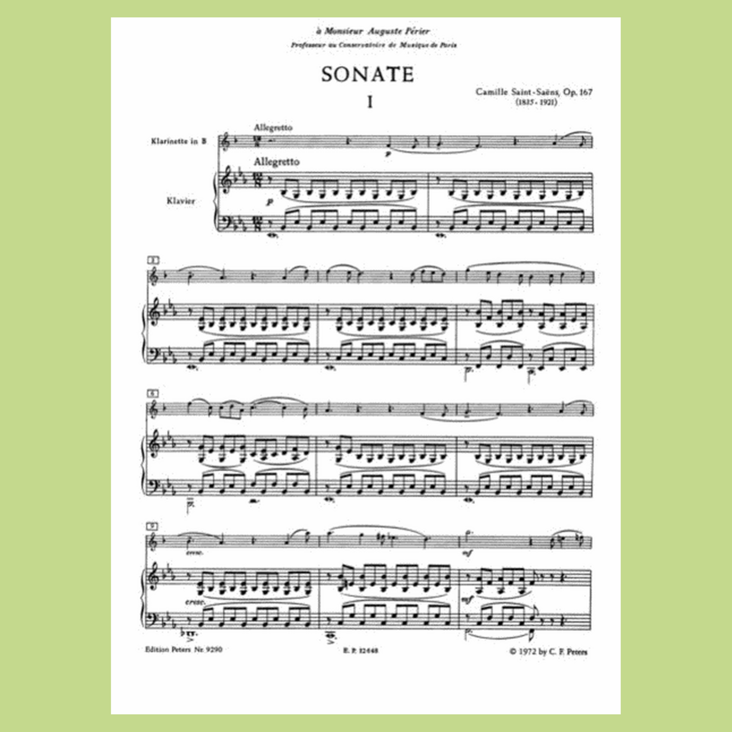 Saint-Saens - Sonata Op 167 Clarinet with Piano Accompaniment Book