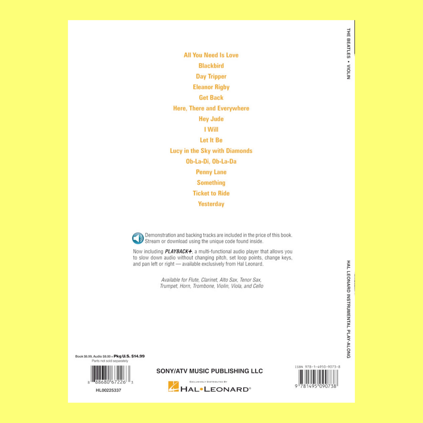 Beatles Instrumental Violin Play Along Book/Ola