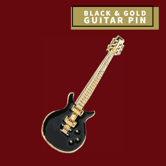 PRS Style Guitar Enamel Pin (Black and Gold)