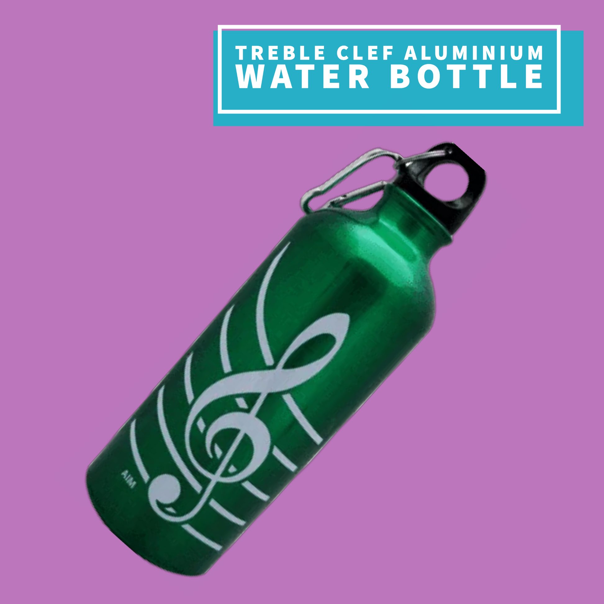 Green Aluminium Treble Clef Water Bottle