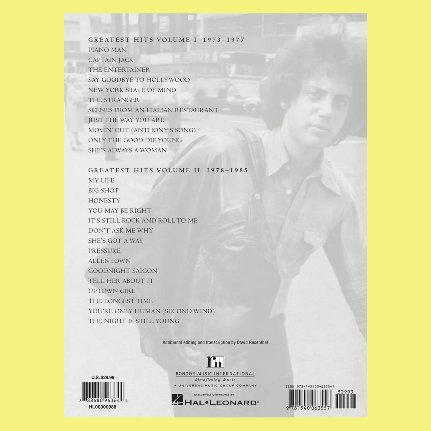 Billy Joel - Greatest Hits Volume 1 & 2 PVG Songbook