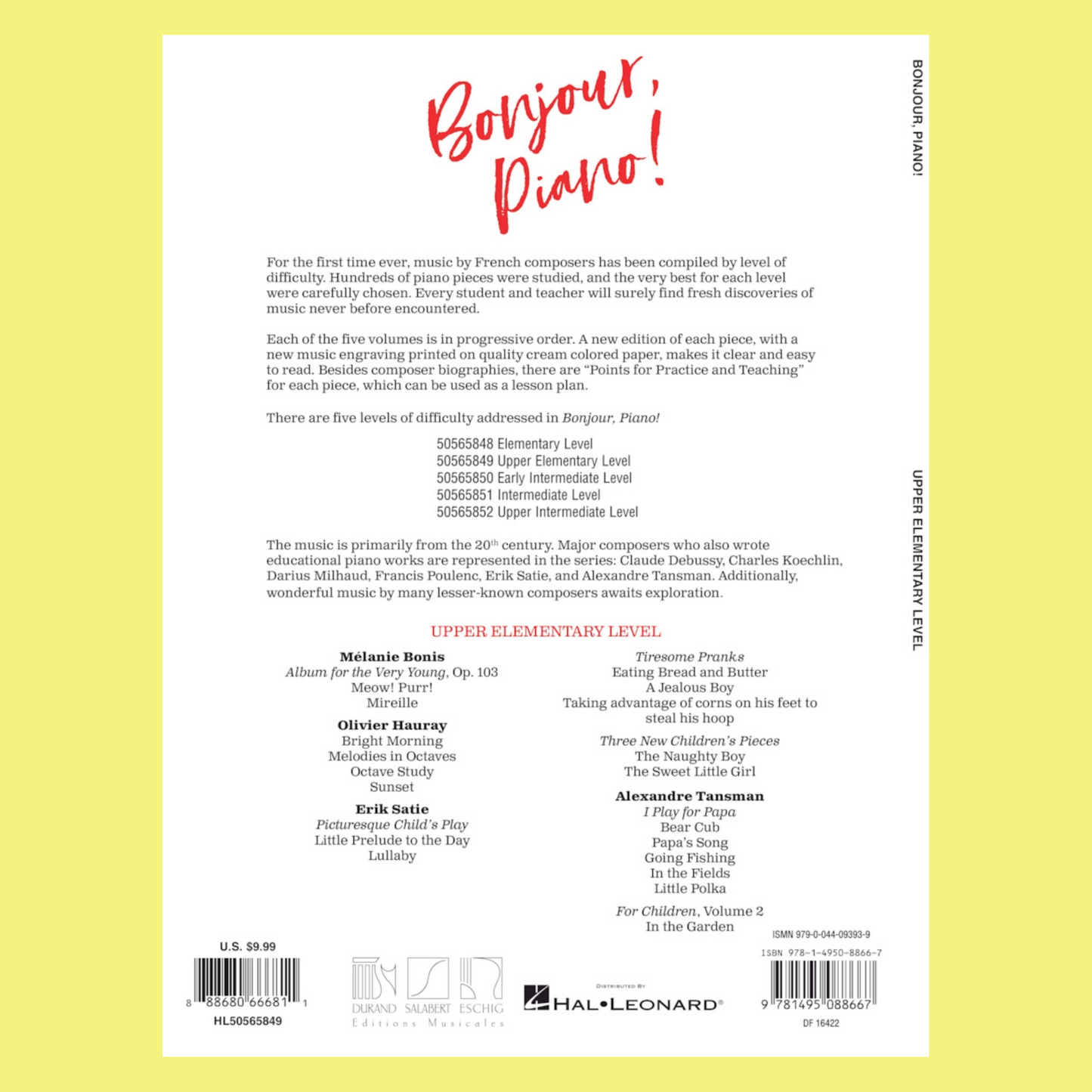 Bonjour Piano - Upper Elementary Level Book&nbsp;