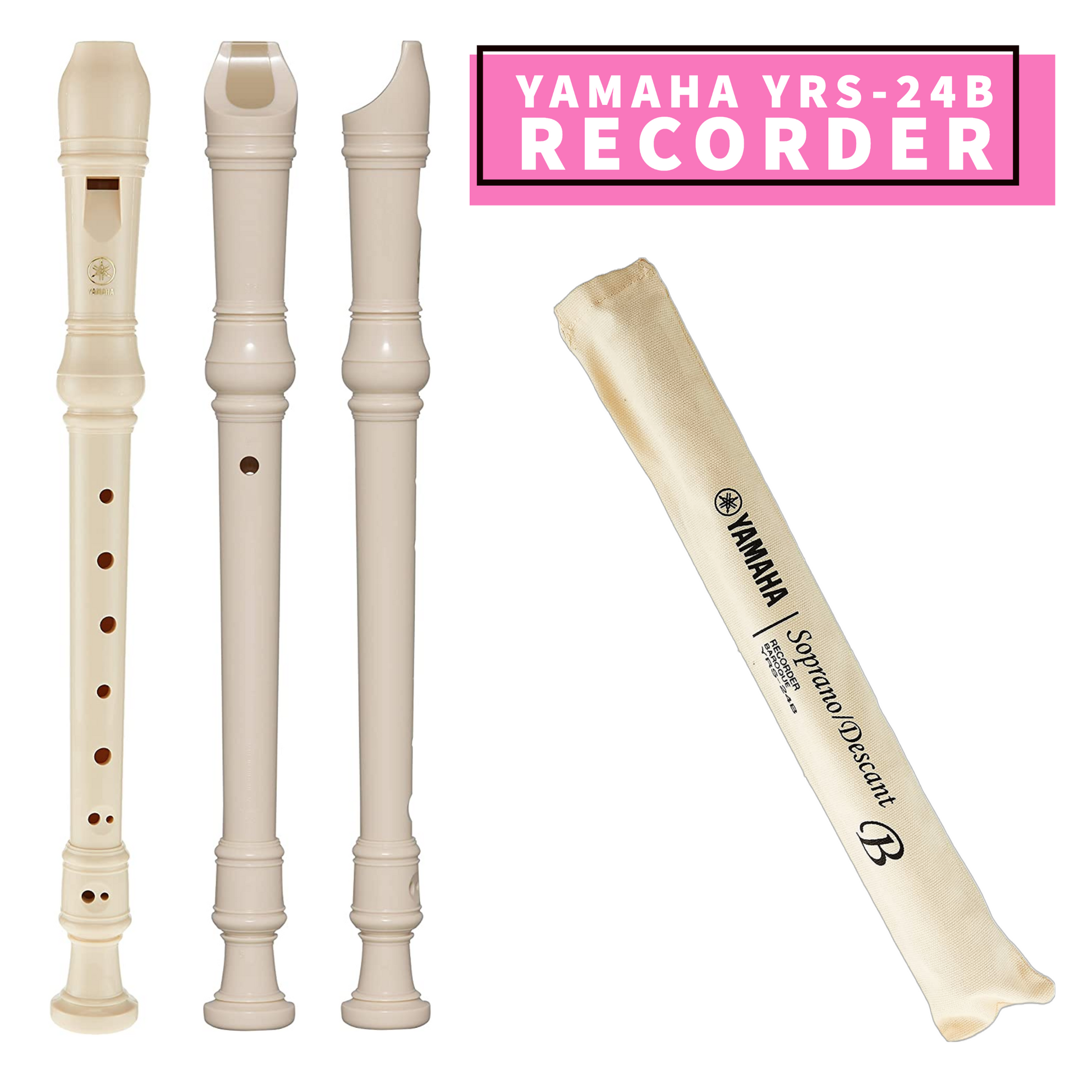 Yamaha YRS 24B 3 Piece Resin Recorder Student Recorder
