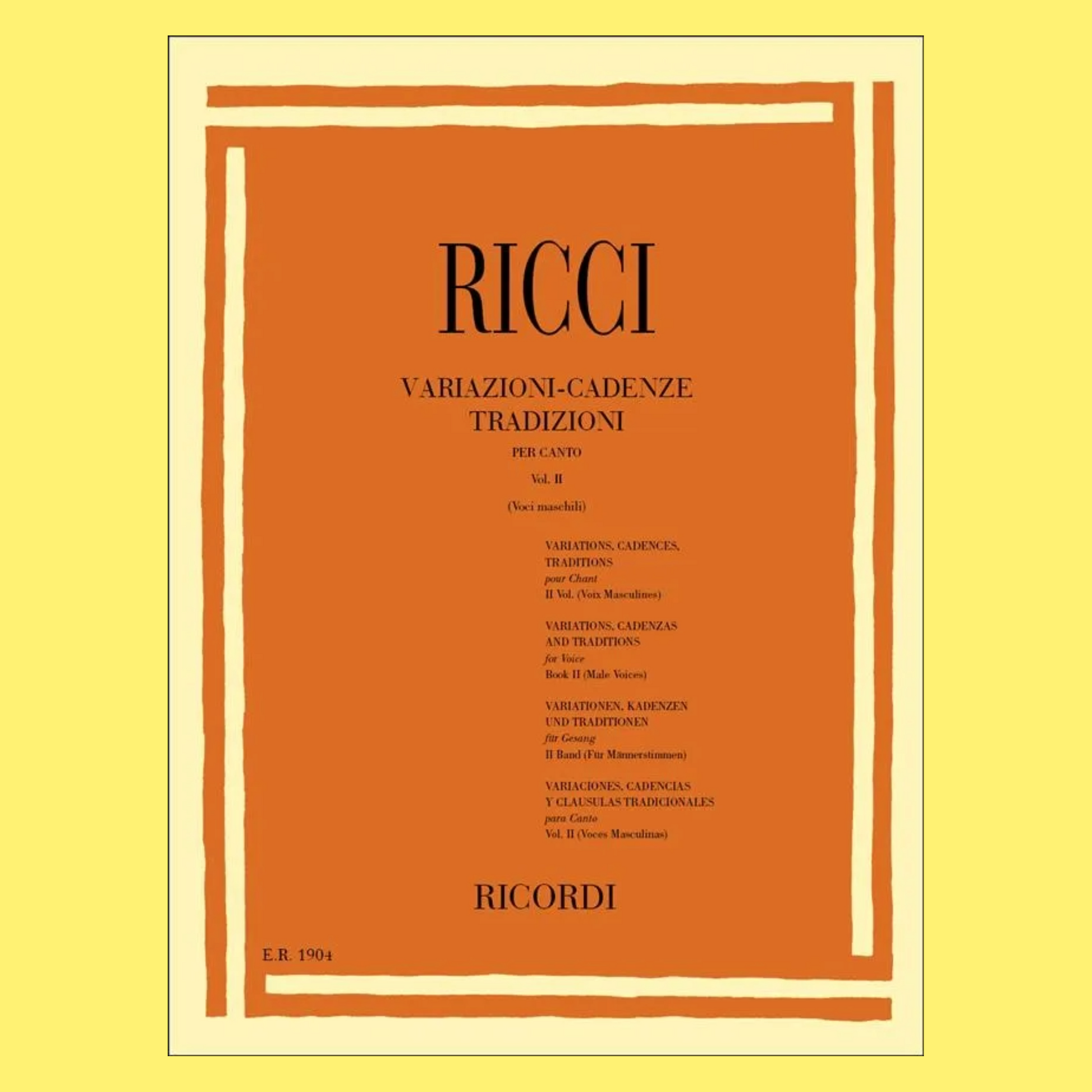 Variazioni - Cadenze Tradizioni per Canto Volume II Book 1 (Male Voices)