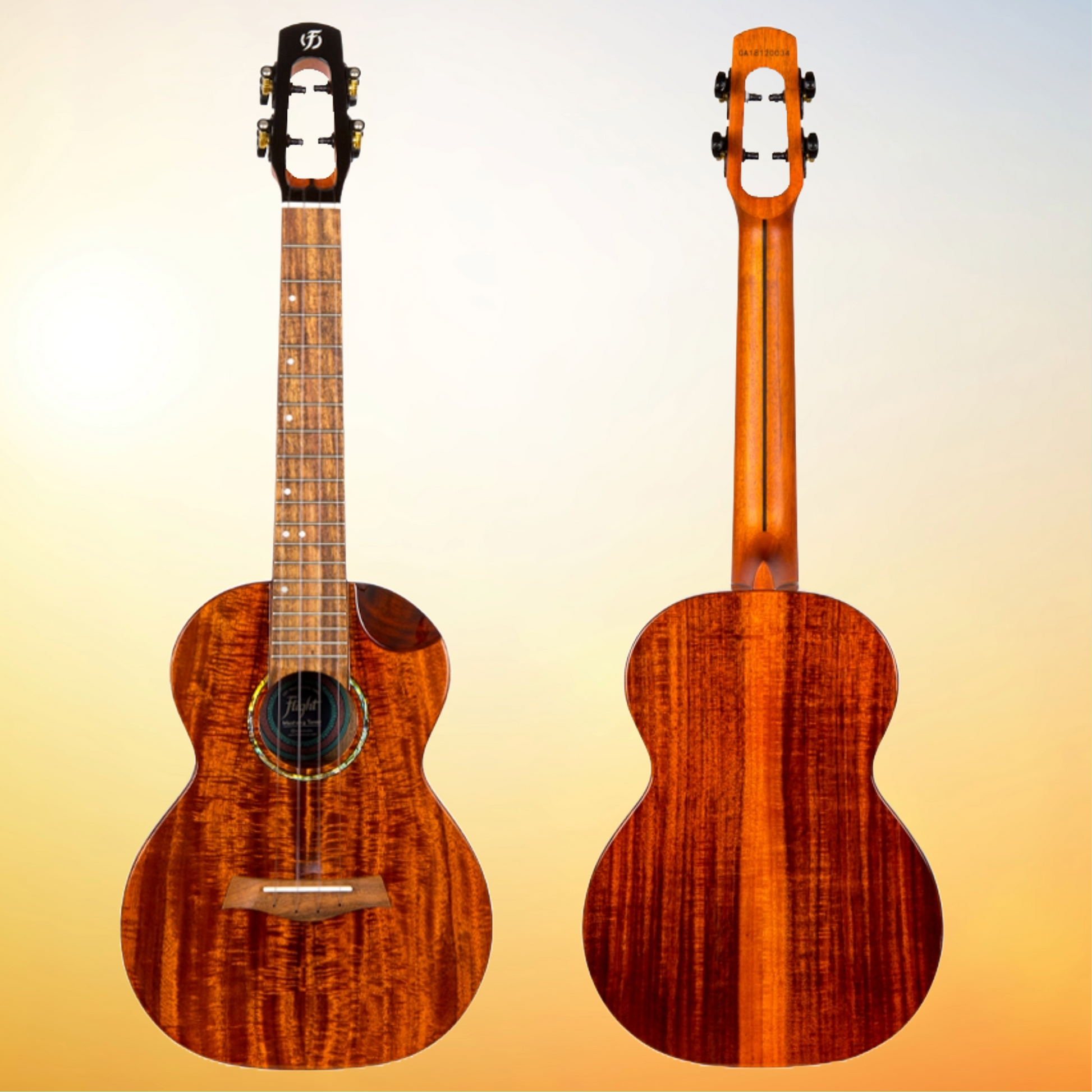 Flight Mustang All Solid Tenor Electro Acoustic Ukulele and Premium Padded Gig Bag