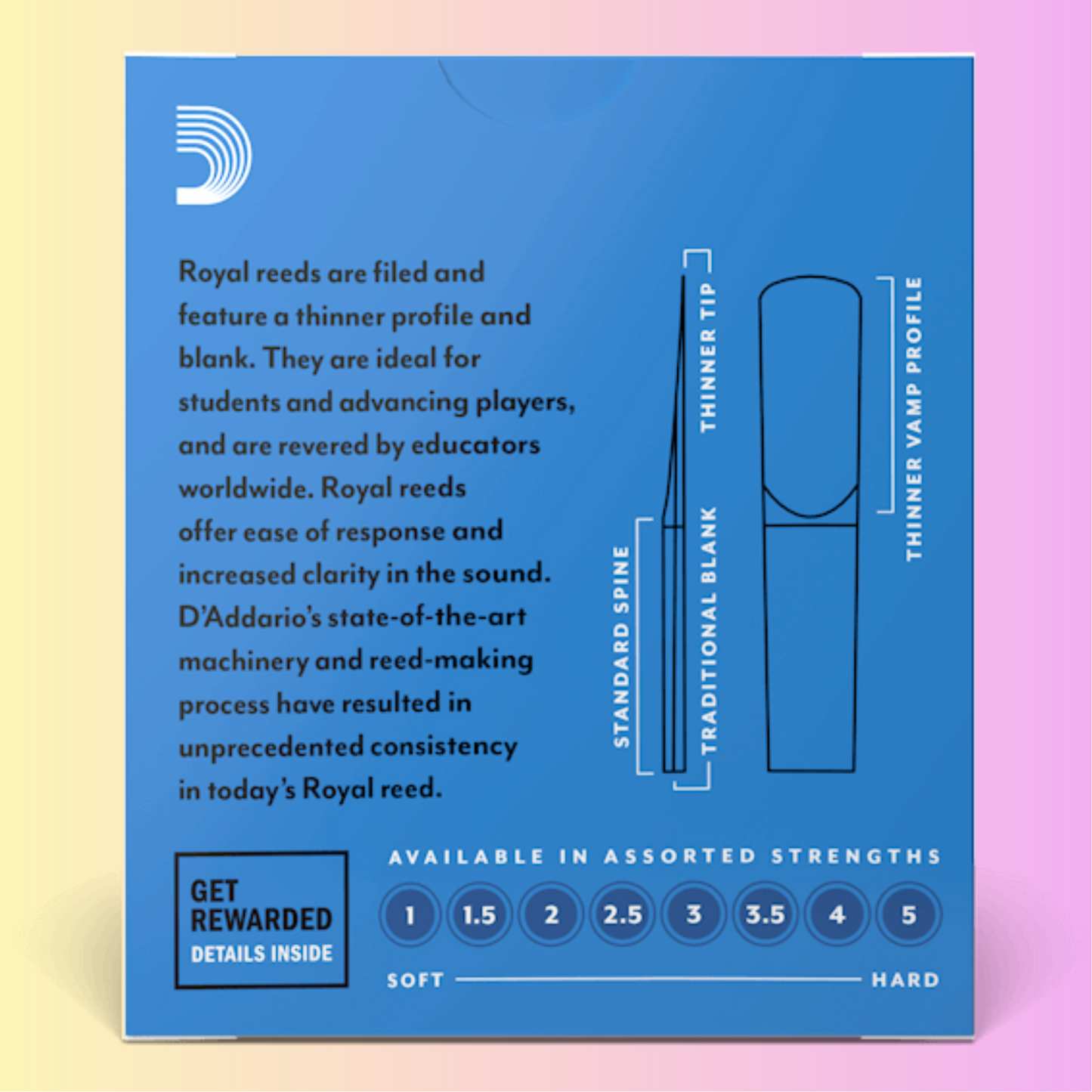 D'Addario 1.5 Bb Clarinet Royal Reed (10 Pack) - Perfect for Beginners