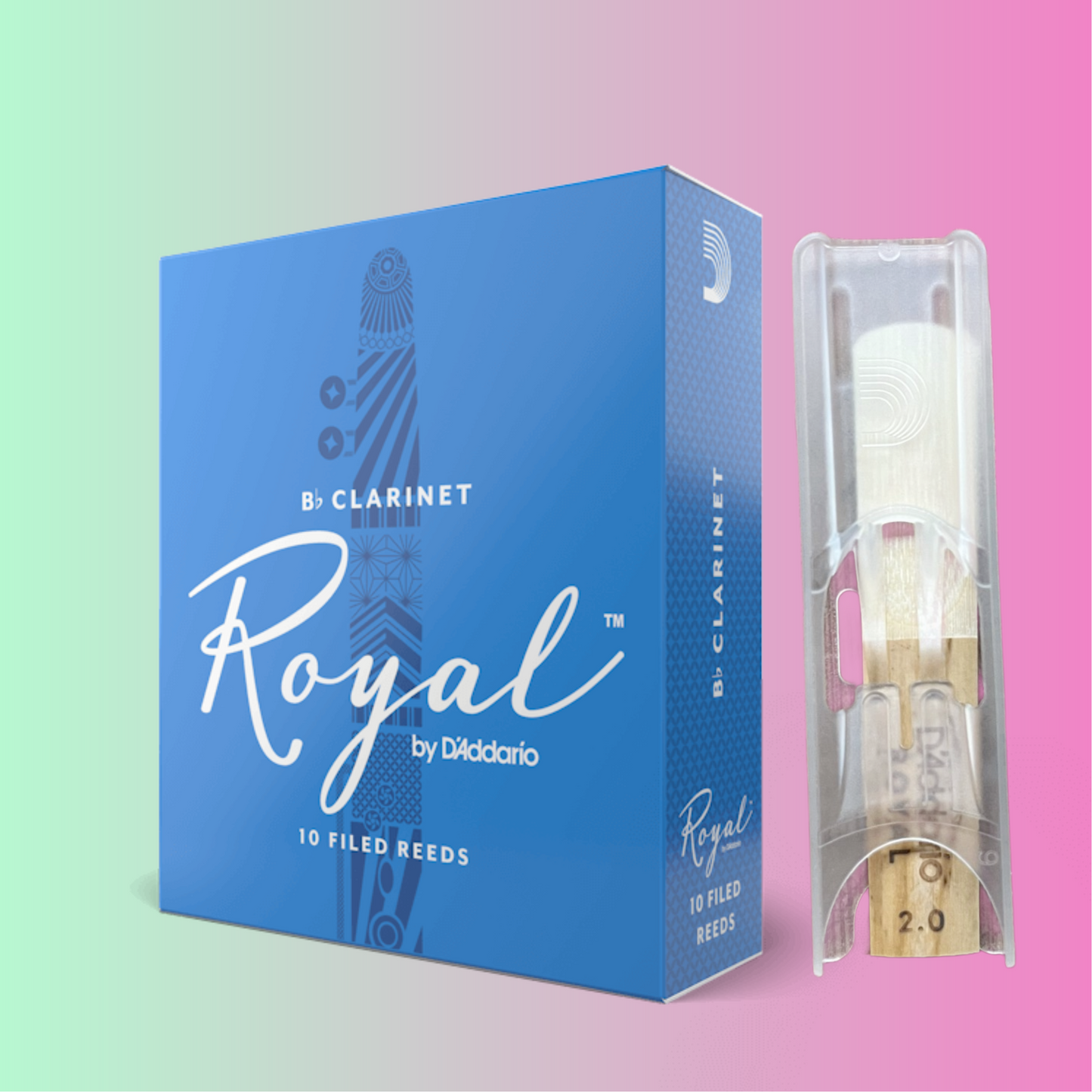 D'Addario 2.0 Bb Clarinet Royal Reed (10 Pack) - Perfect for Beginners