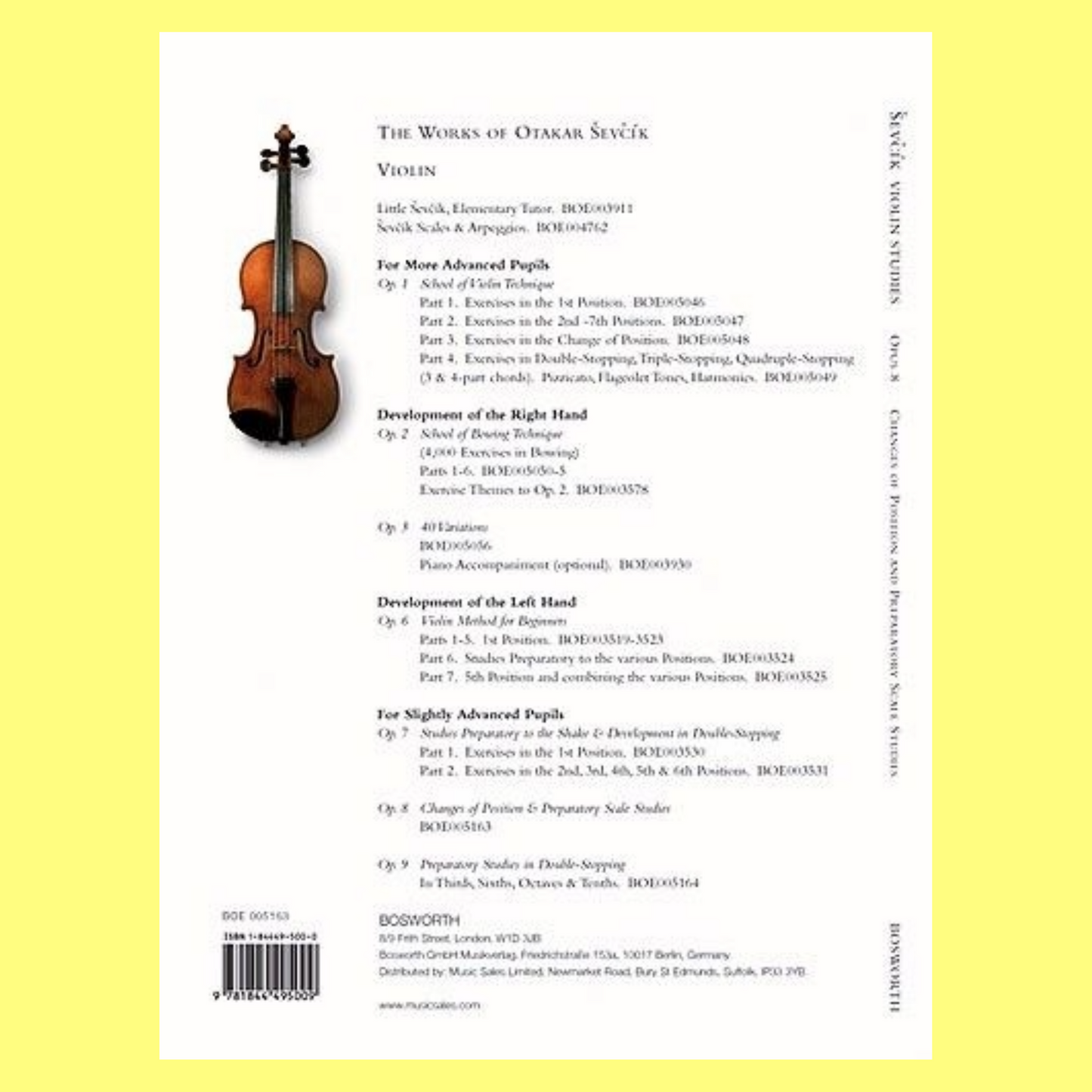 Otakar Sevcik Violin Studies - Opus 8 Book (New Edition)
