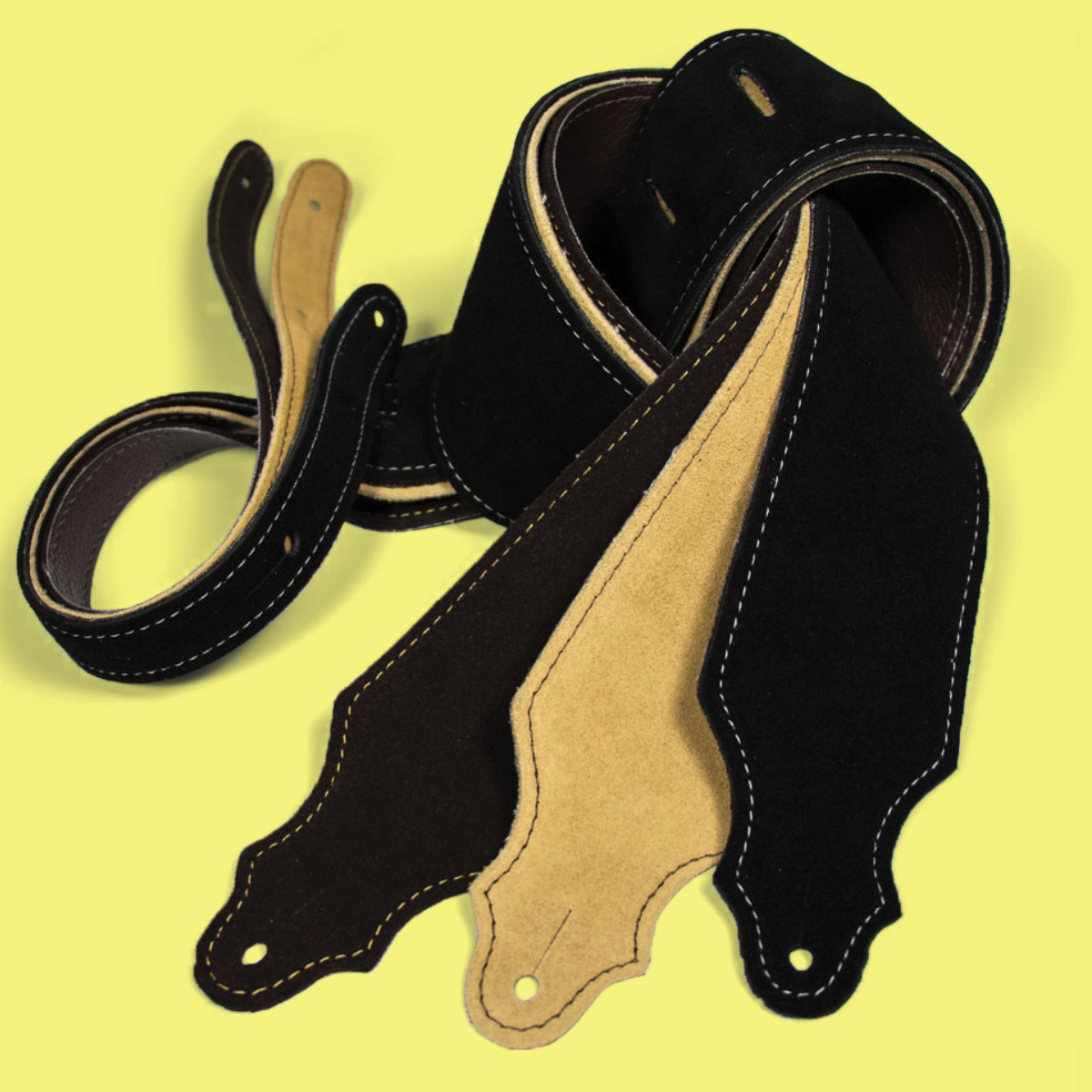 Franklin 2.5" Black Purist Suede Guitar Strap with Buck Backing