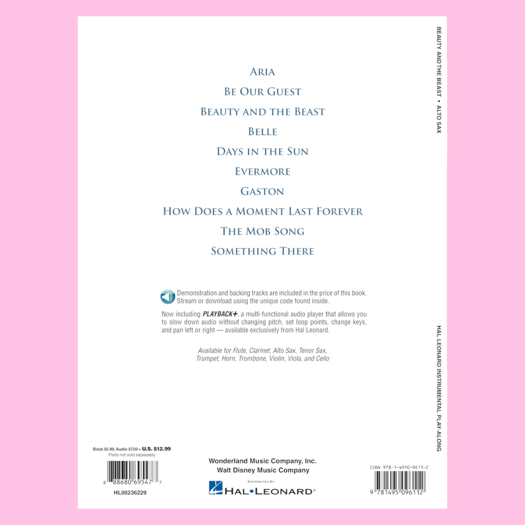 Beauty And The Beast For Alto Saxophone Play Along Book/Ola