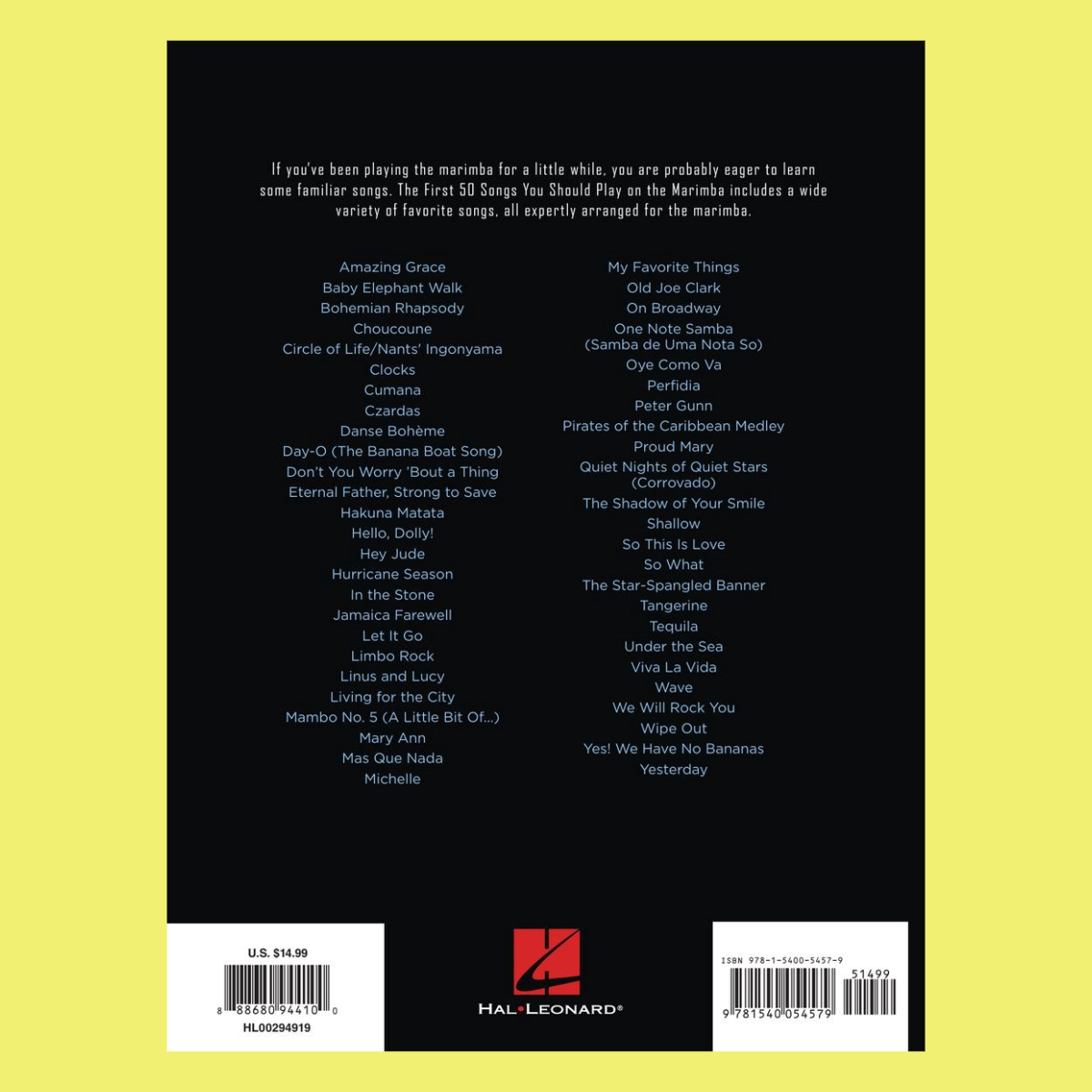 First 50 Songs You Should Play On Marimba Book