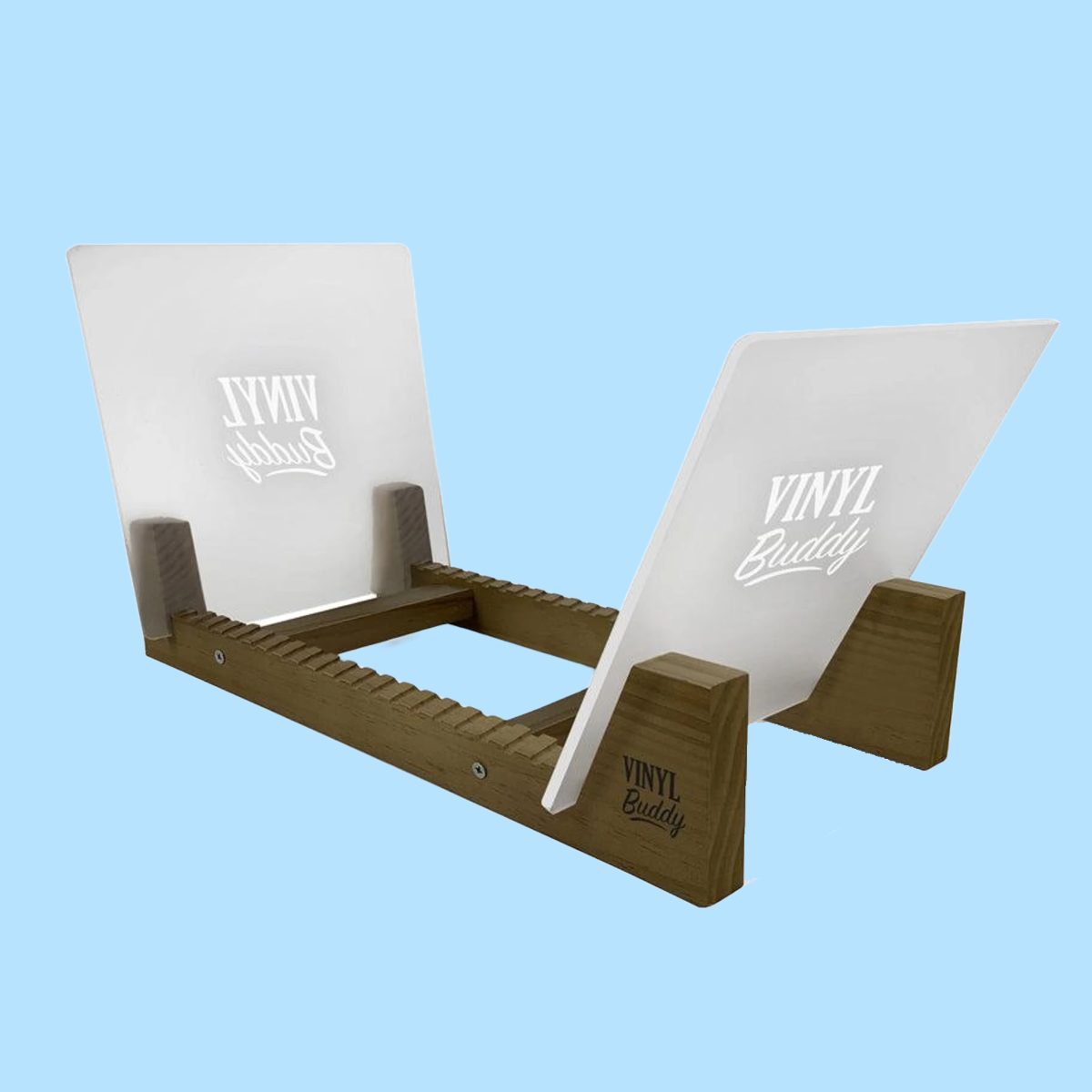 Oak Vinyl Album Desk Rack (Holds 50 Records)