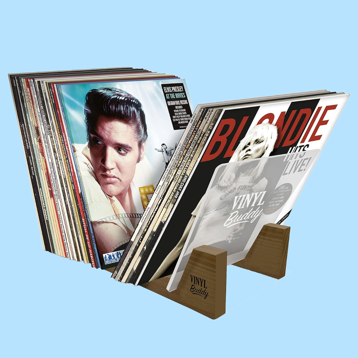 Oak Vinyl Album Desk Rack (Holds 50 Records)