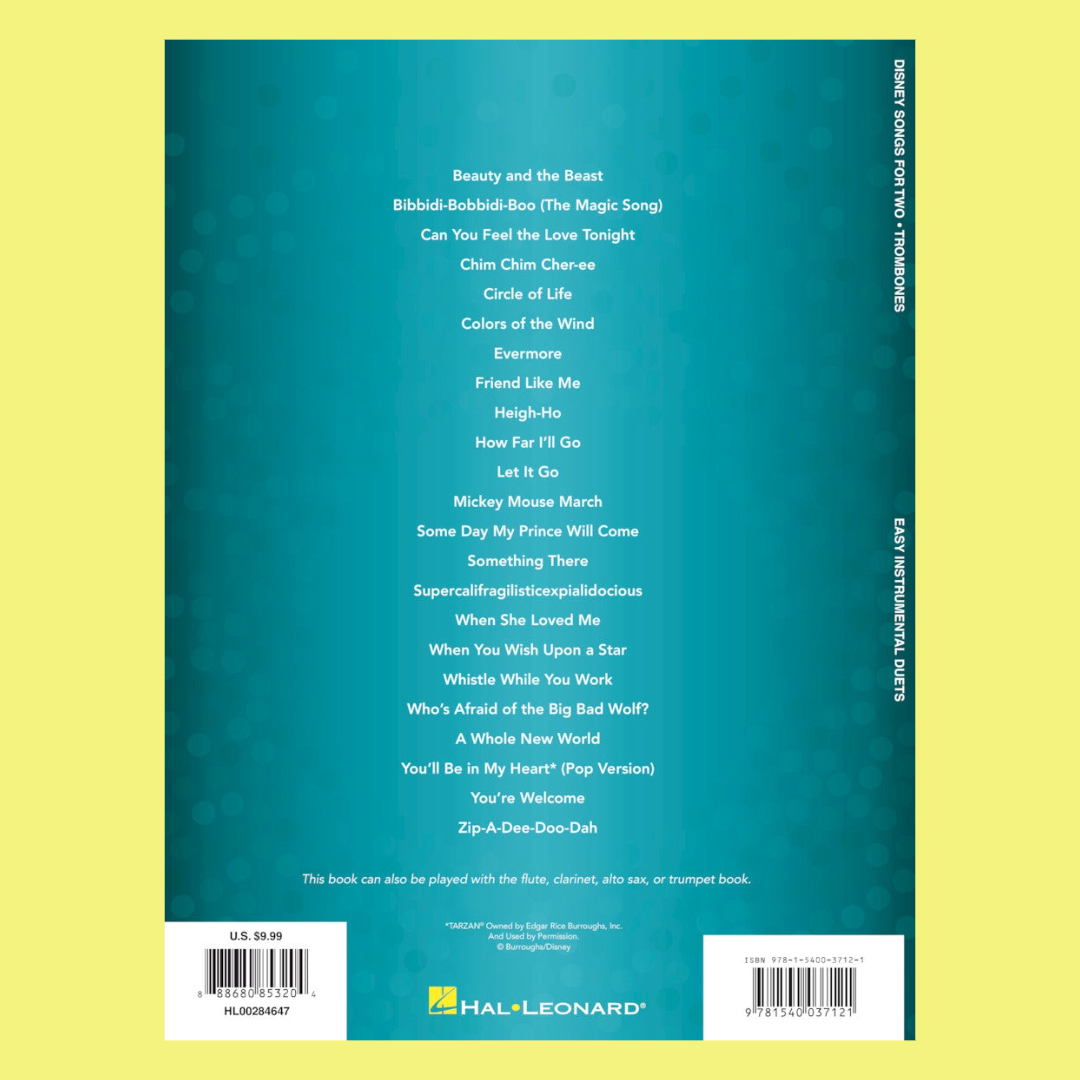 Disney Songs For Two - Trombones Book