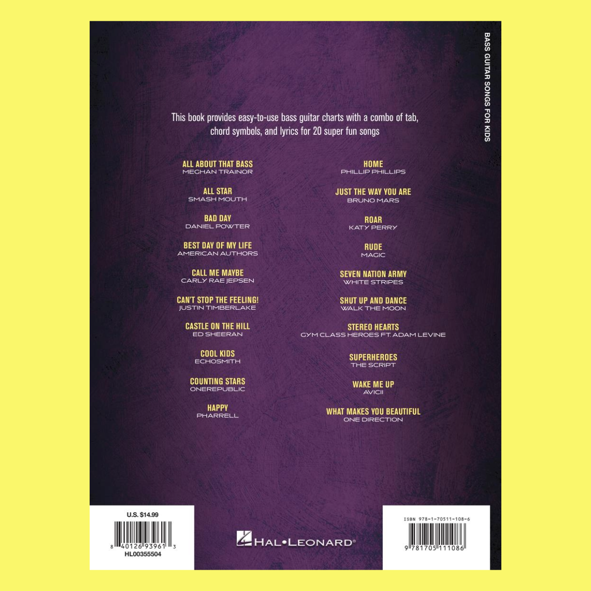 Bass Guitar Songs For Kids -  Bass Tab Book