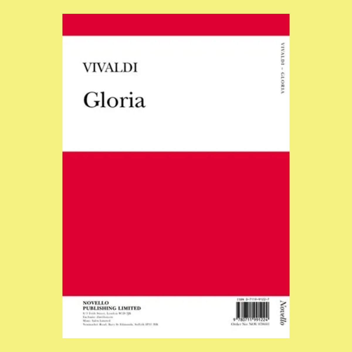 Antonio Vivaldi - Gloria Vocal Score - SATB Vocal Sheet Music Book
