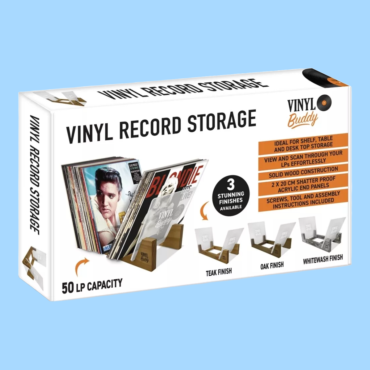 Vinyl Album Desk Rack - Teak (Holds 50 Records)