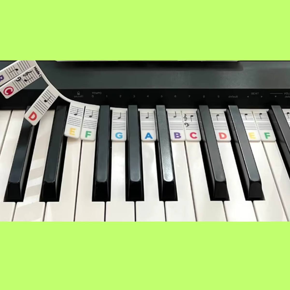 Colorful Piano Note Labels Removable Rainbow Silicone Piano Keyboard Note Labels - 88 Key (For Be ...
