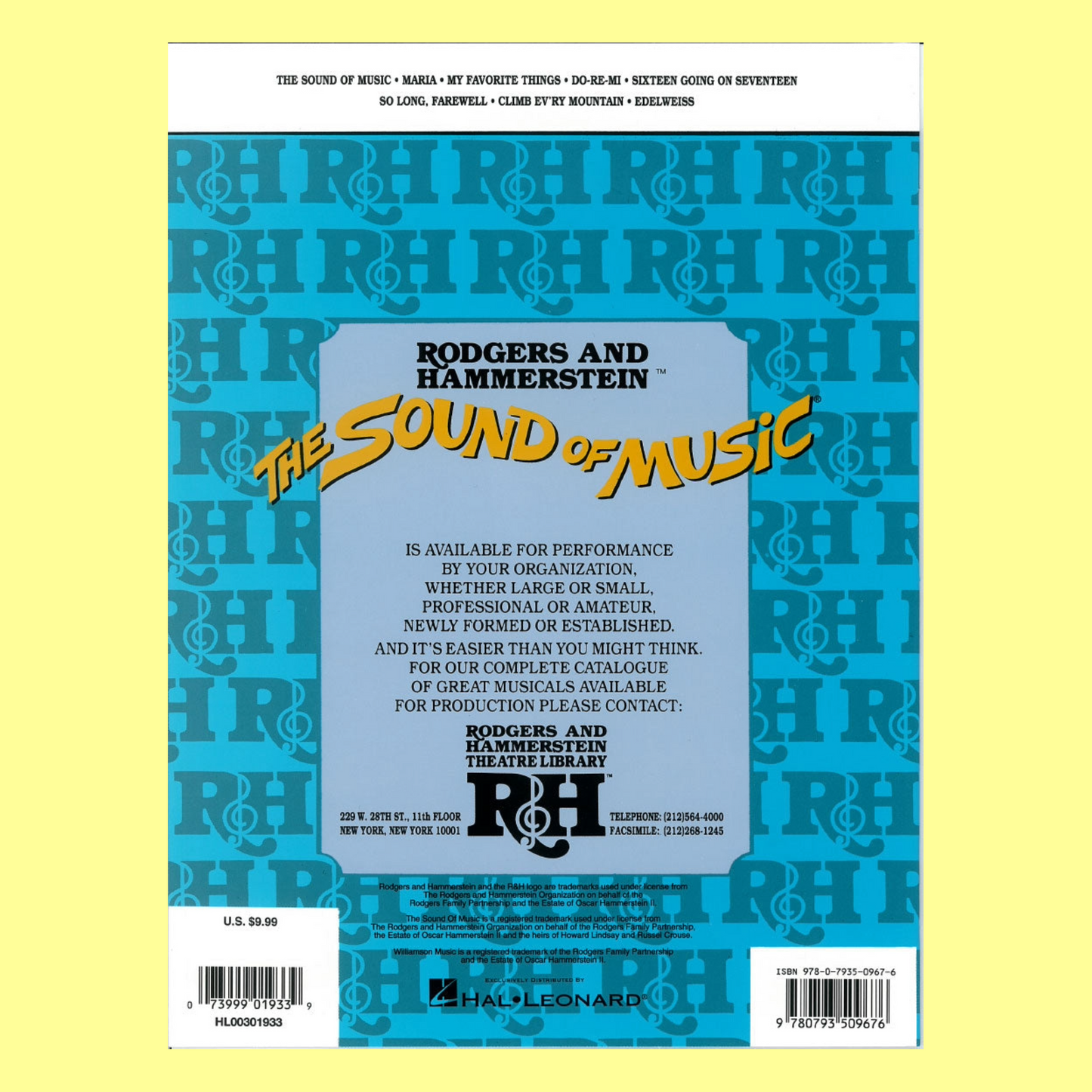 The Sound Of Music Easy Piano Vocal Selections Book