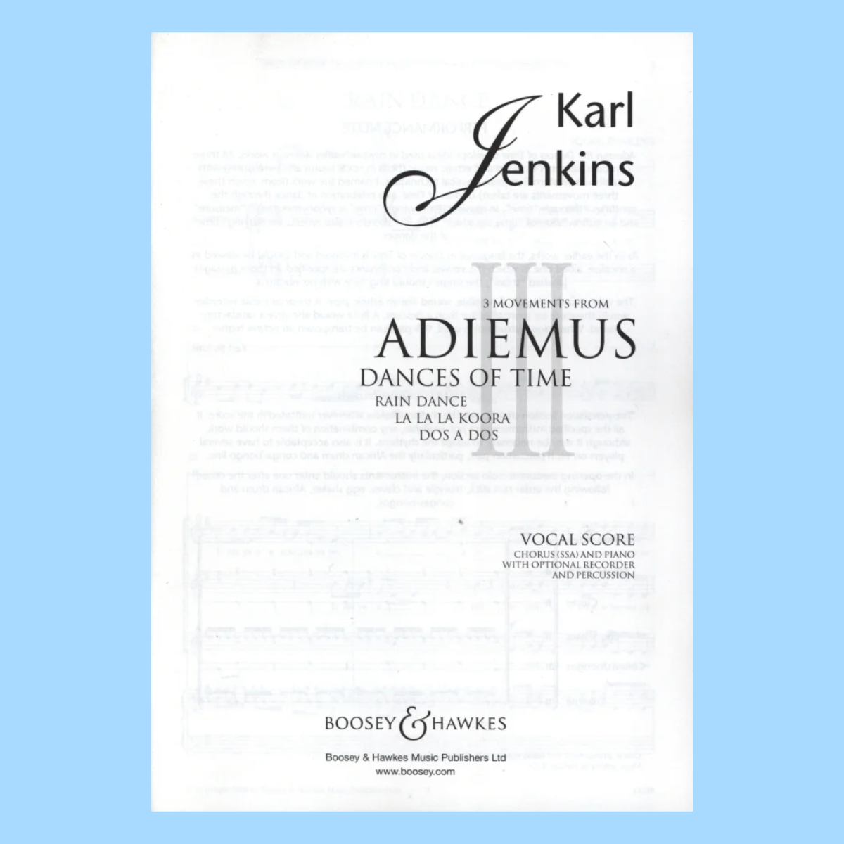 Karl Jenkins - Adiemus III Dances Of Time SSA Vocal Score Book