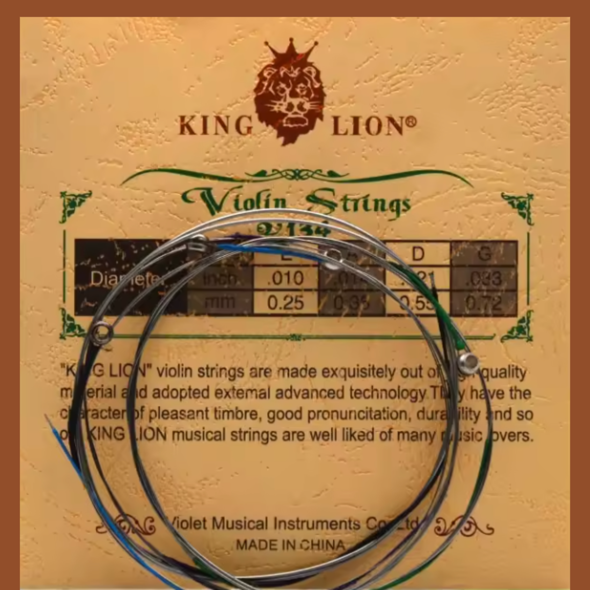 King Lion - Student Violin Steel Core Violin Strings Set (Practice/Rehearsal Set)