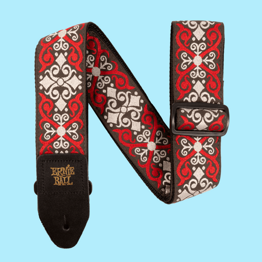 Ernie Ball Classic Jacquard Guitar/Bass Strap - Red Trellis