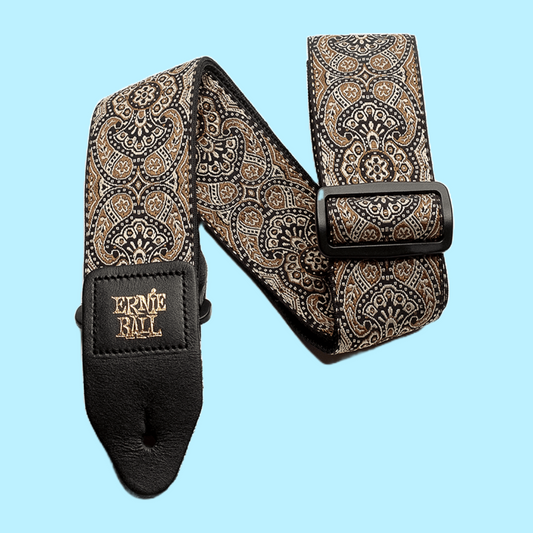 Ernie Ball Classic Jacquard Guitar/Bass Strap - Gold and Black Paisley
