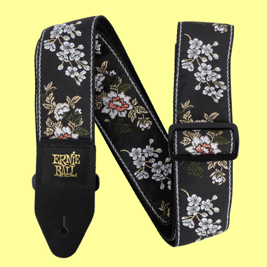 Ernie Ball Classic Jacquard Guitar/Bass Strap - White Blossom