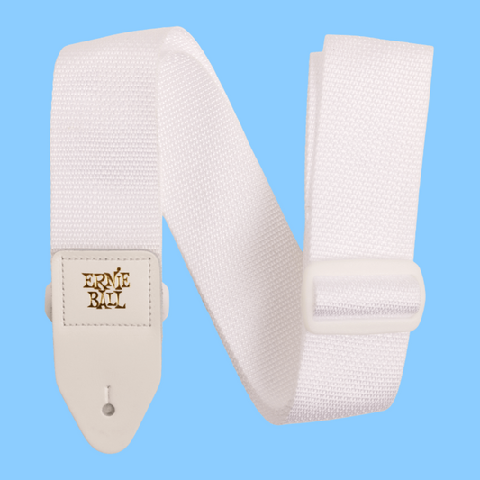 Ernie Ball Polypro  Guitar/Bass Strap - White & White