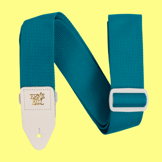 Ernie Ball Polypro  Guitar/Bass Strap - Teal & White