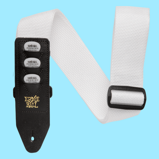 Ernie Ball Pickholder Polypro Guitar/Bass Strap - White