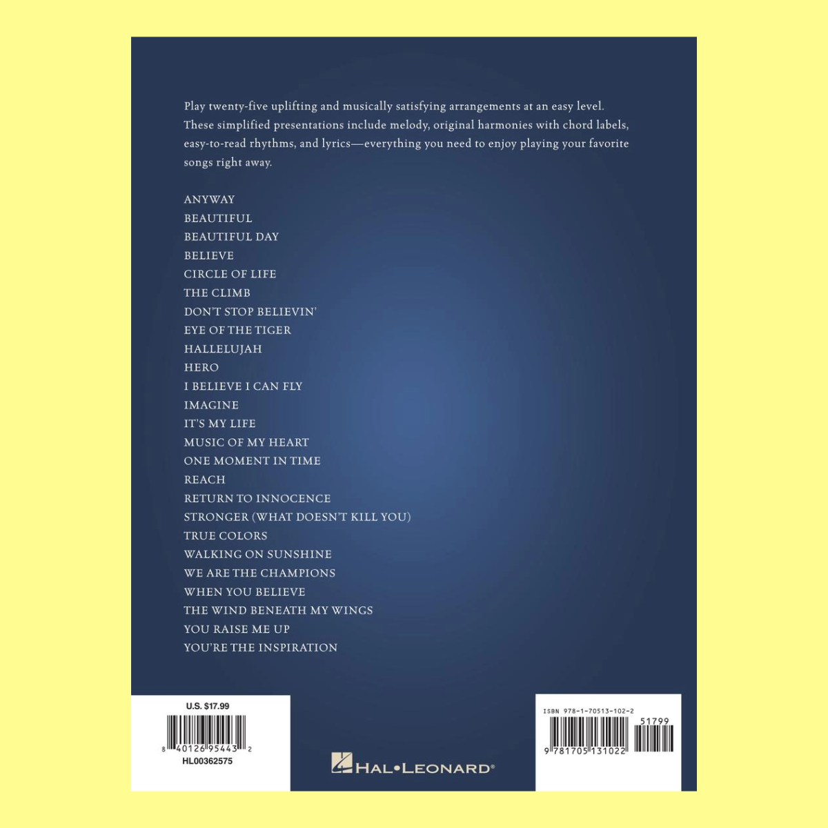 Hallelujah, Imagine & Other Songs Inspiration -  Easy Piano Book