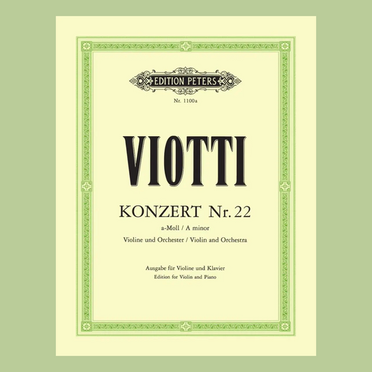 Viotti - Concerto No 22 A Minor Violin with Piano Accompaniment Book