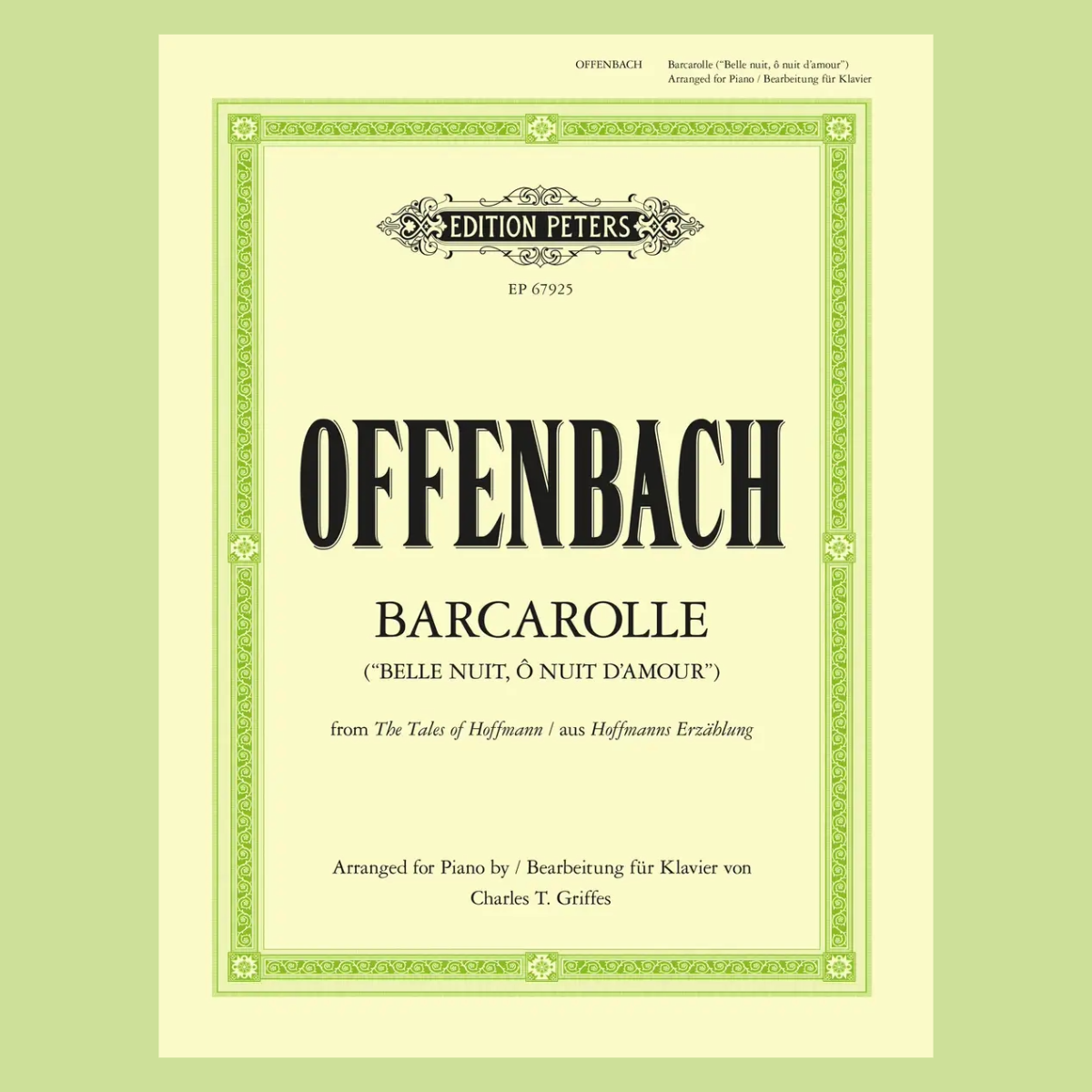 Offenbach - Barcarolle For Piano Book