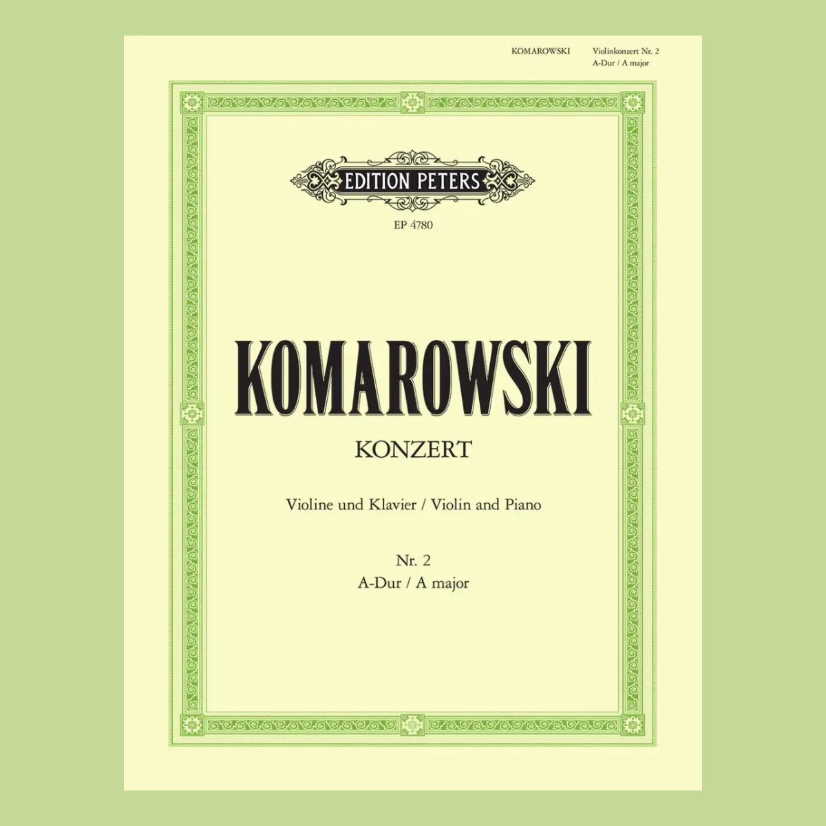 Komarovsky - Concerto No 2 A Violin with Piano Accompaniment Book
