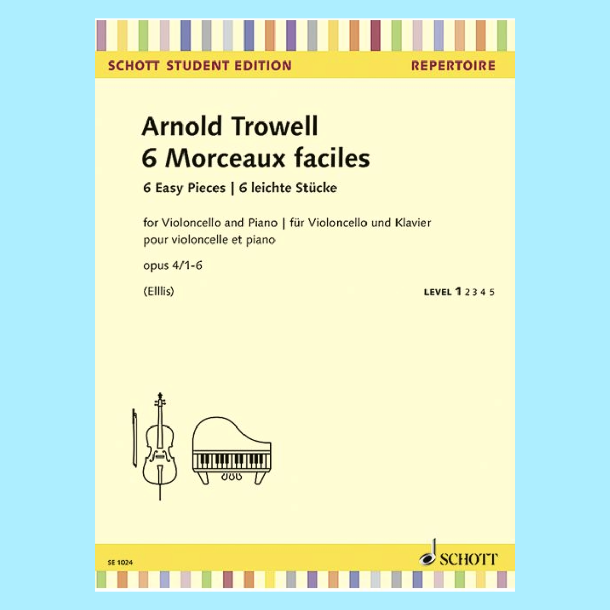 Arnold Trowell - 6 Easy Concert Pieces for Cello and Piano Op 4 Nos 1-6  Book