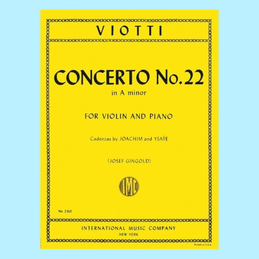 Giovanni Viotti - Violin Concerto No 22 in A Minor Violin with Piano Book