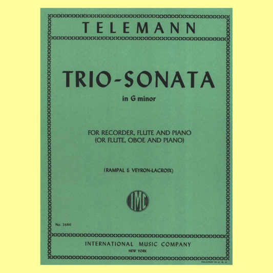 Telemann Trio Sonata in G Minor Flute with Piano Book