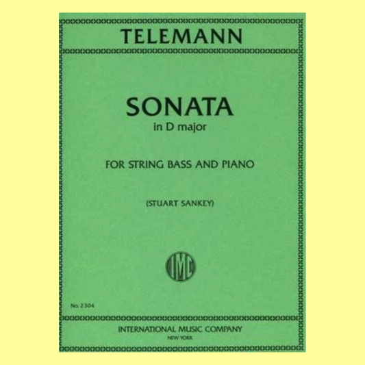 Telemann Sonata in D Major Double Bass with Piano Book