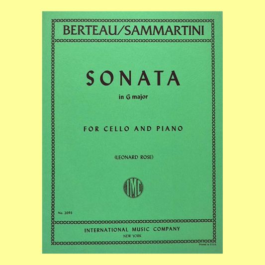 Sammartini/Berteau - Sonata in G Major for Cello and Piano Book