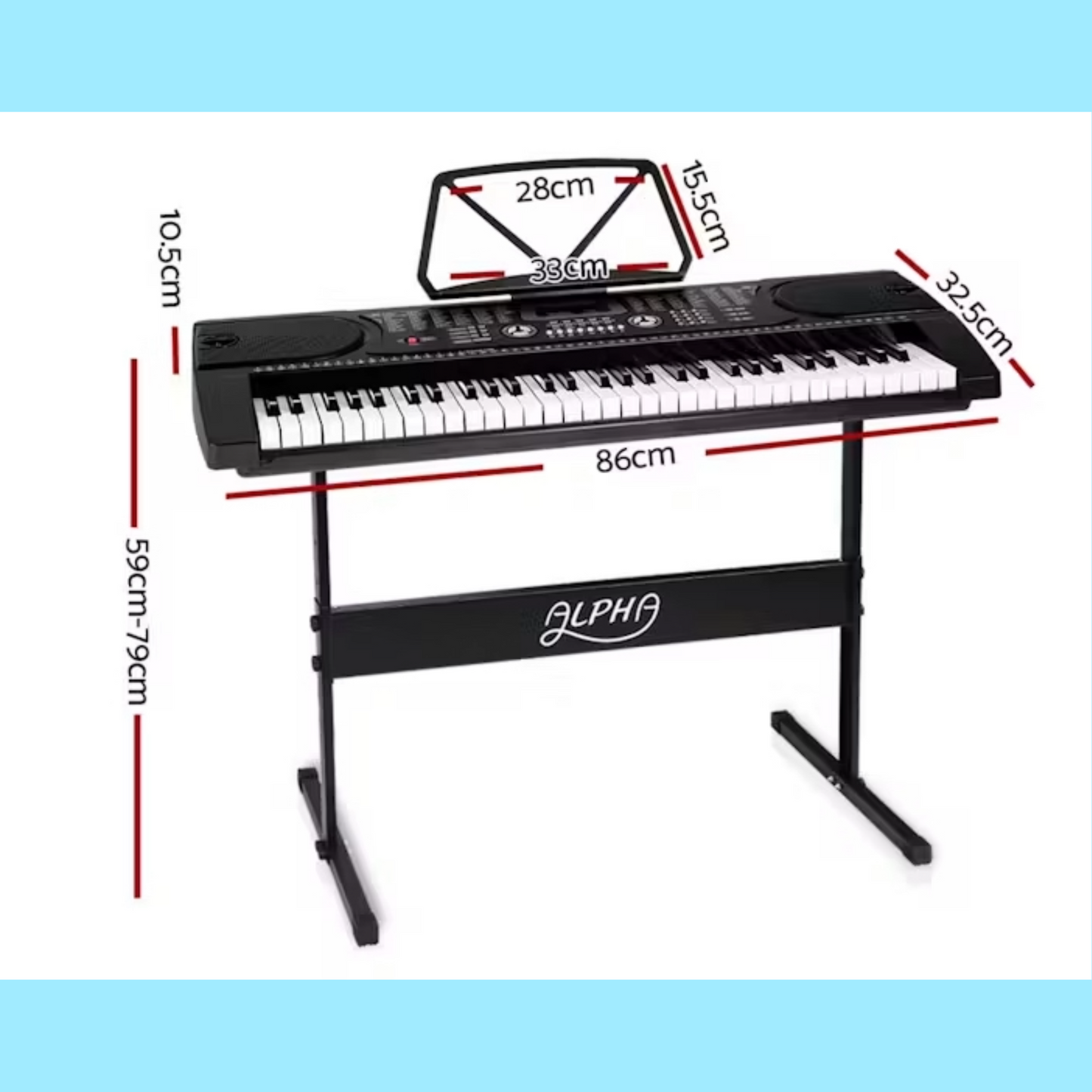 Alpha 61 Keys Electronic Piano Keyboard & Stand