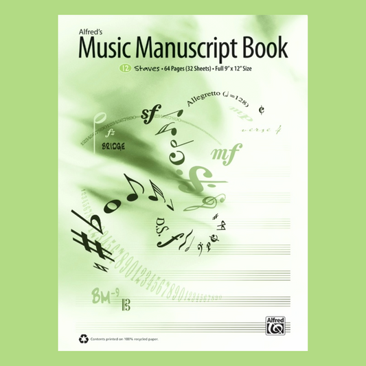 Alfreds Music Recycled Manuscript Book - 12 Stave - 64 Pages