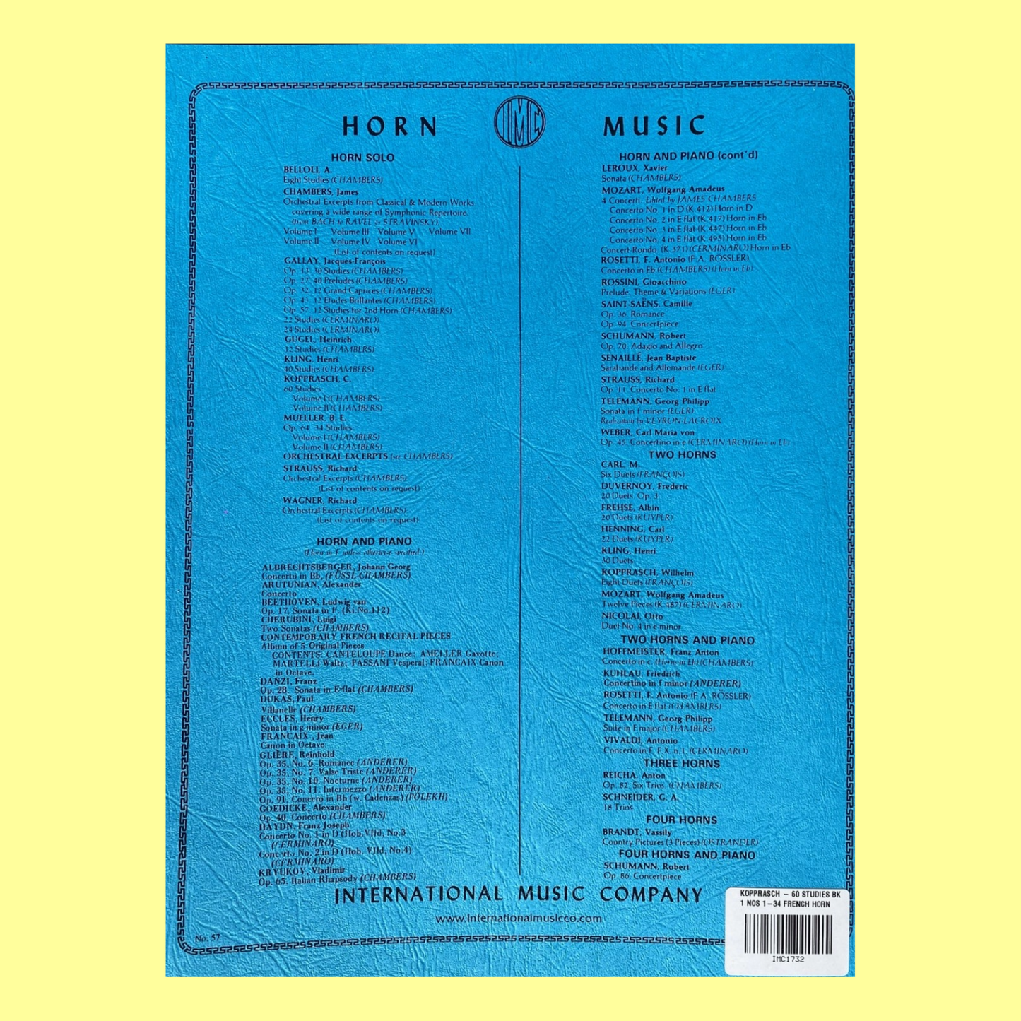 Kopprasch - 60 Studies Book 1 (Nos 1-34) French Horn Book