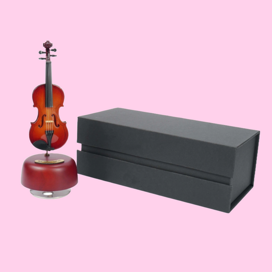 Wooden Music Box with Miniature Violin – Plays "Eine Kleine Nachtmusik"