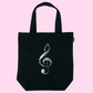 Black Canvas Music Bag with Reversible Gold/ Silver Sequinned Treble Clef