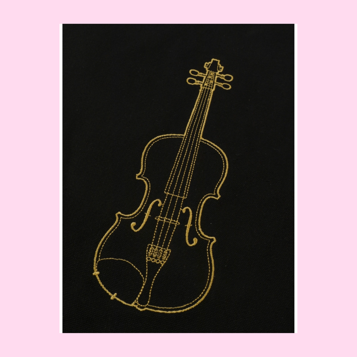 Black Canvas Music Bag with Gold Embroidered Violin