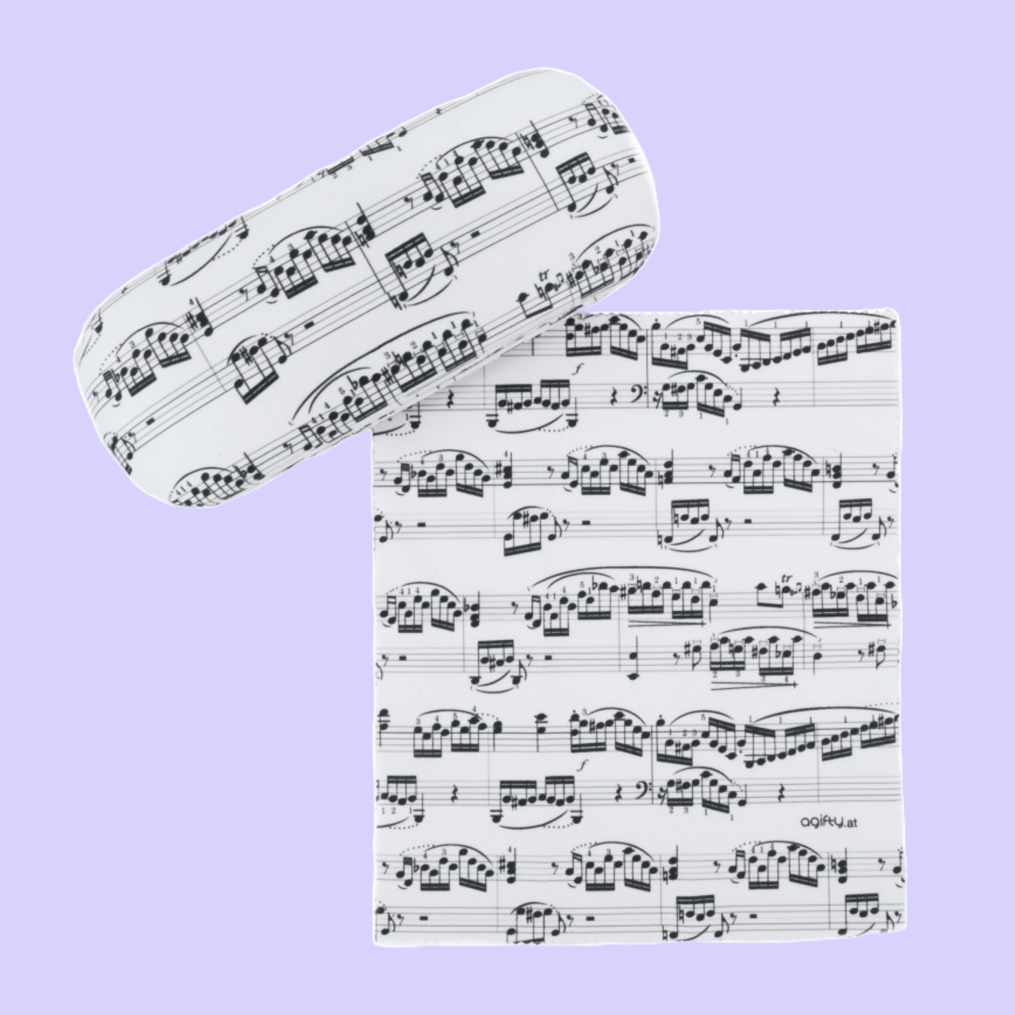 White Sheet Music Glasses Case & Matching Microfibre Cloth