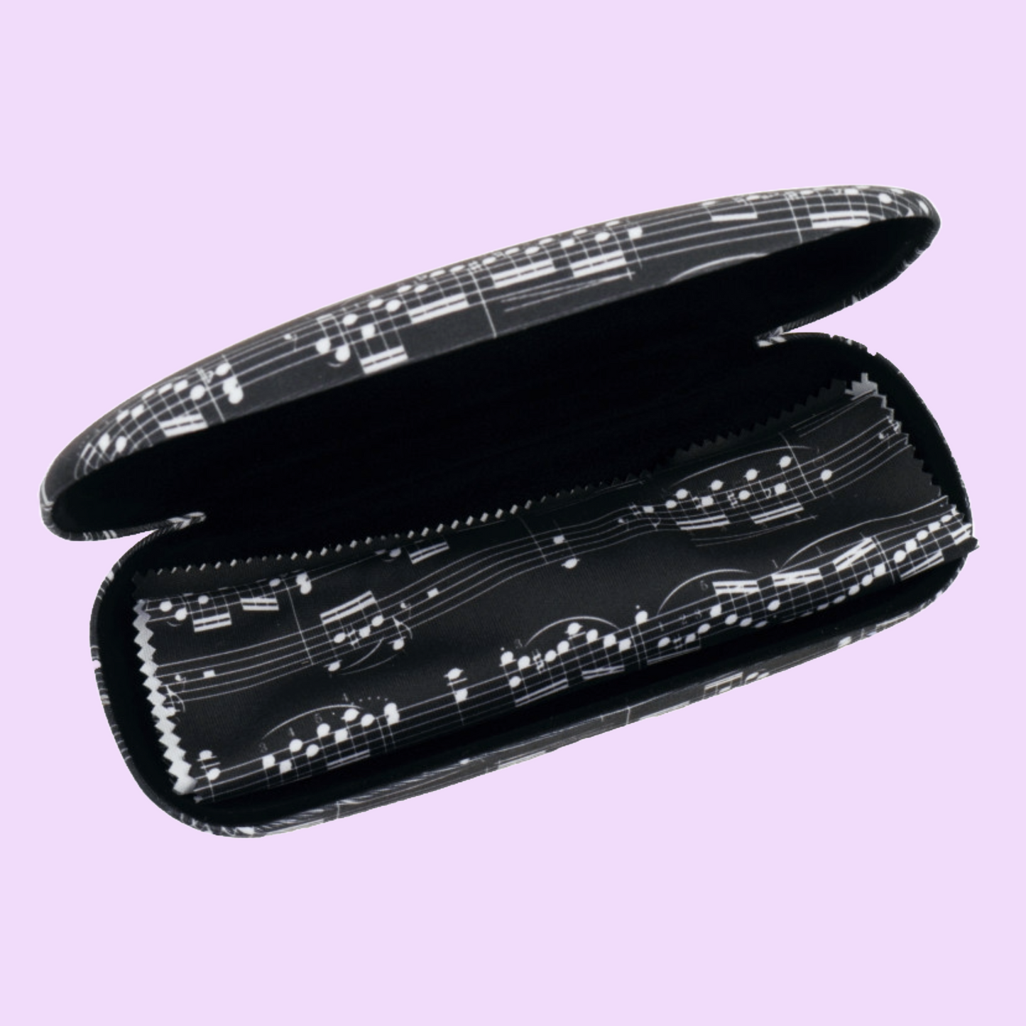 Black Sheet Music Glasses Case & Matching Microfibre Cloth