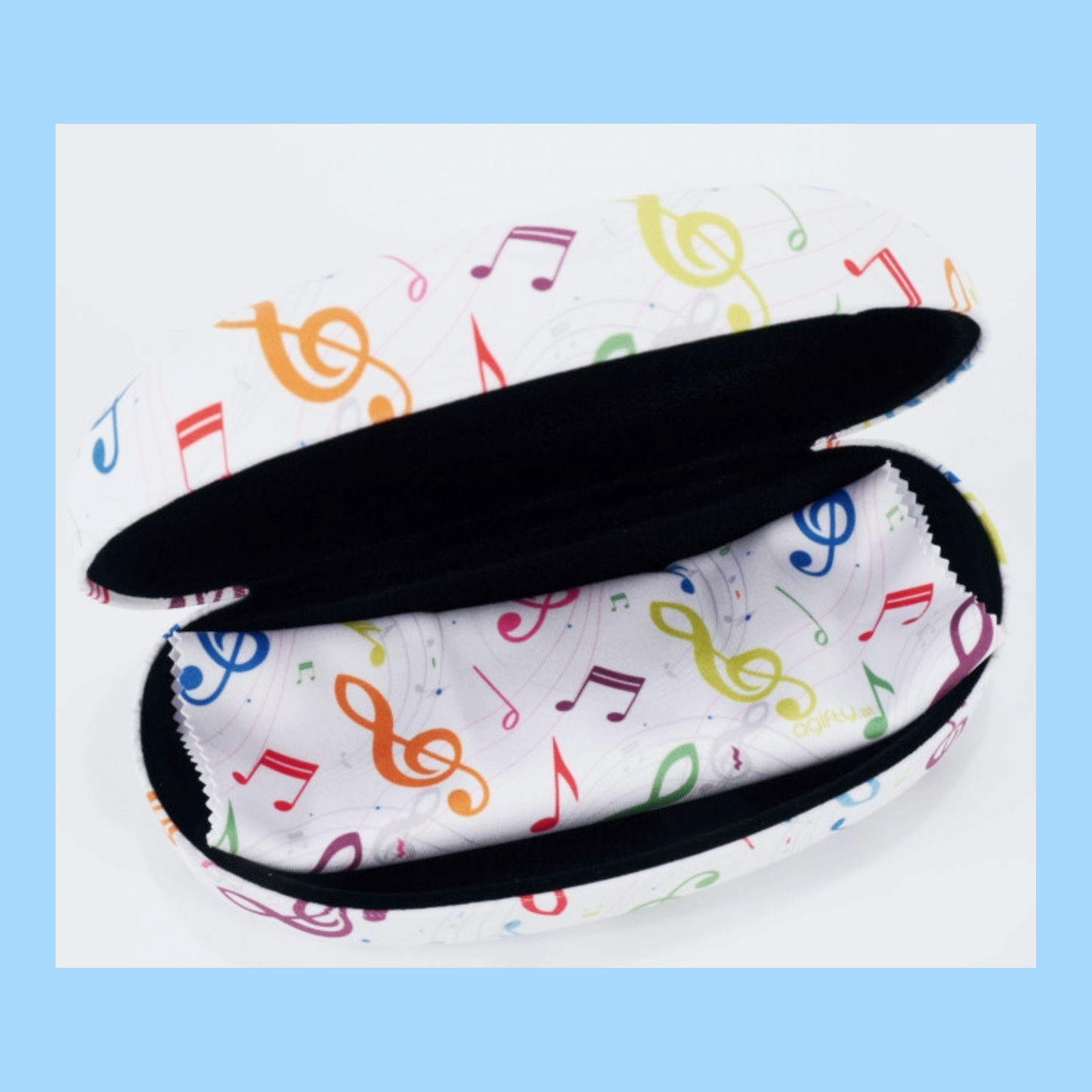 Colourful Notes and Clefs Music Sun Glasses Case with Matching Microfibre Cloth