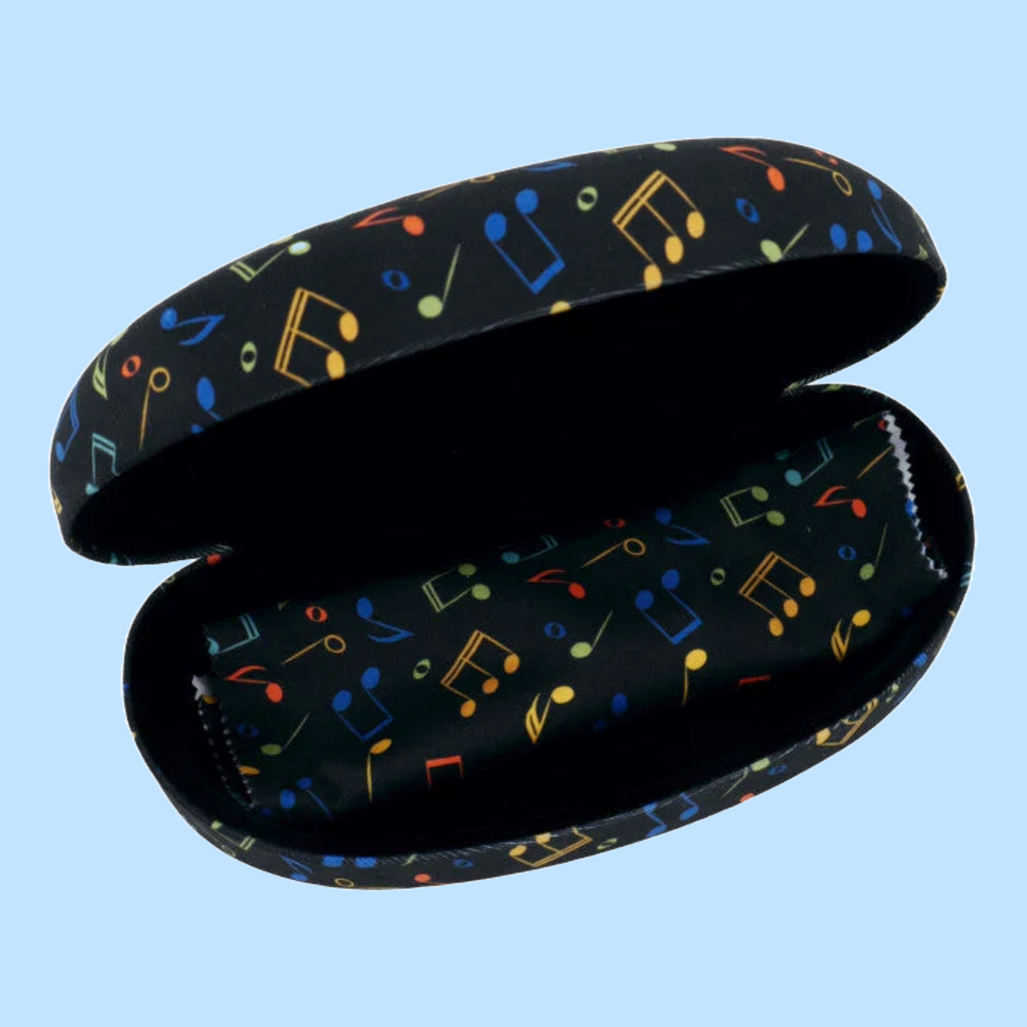 Colourful Notes and Clefs Music Sun Black Glasses Case with Matching Microfibre Cloth